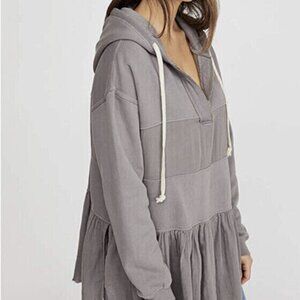 Free People Sail Away Tunic Hoodie Oversized Sweatshirt Tiered Top